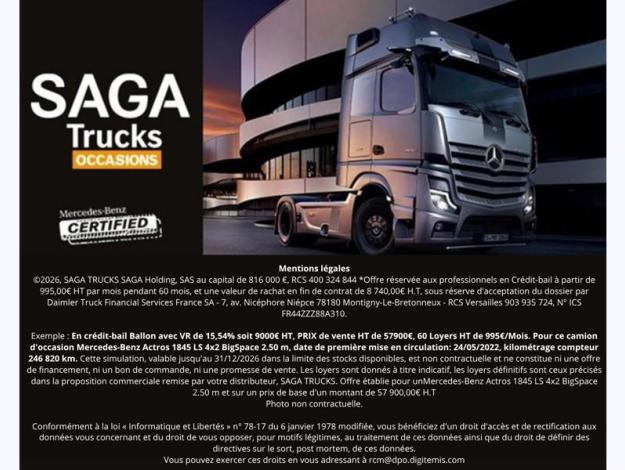 MERCEDES-BENZ Actros 1845 LS 4x2 BigSpace 2.50m  