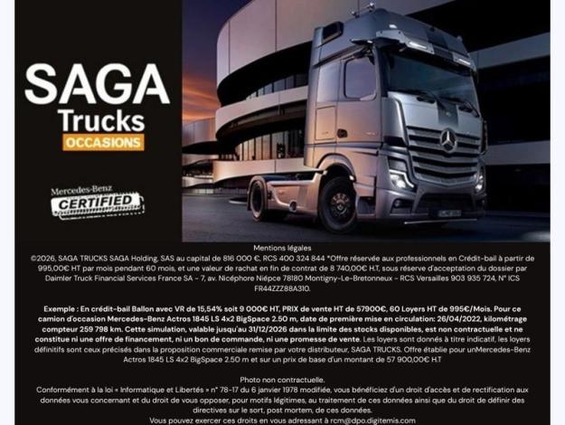 MERCEDES-BENZ Actros 1845 LS 4x2 BigSpace 2.50M  