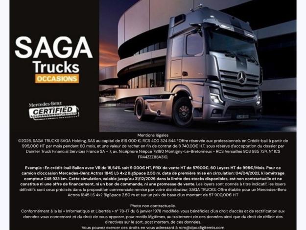 MERCEDES-BENZ Actros 1845 LS 4x2 BigSpace 2.50 m  